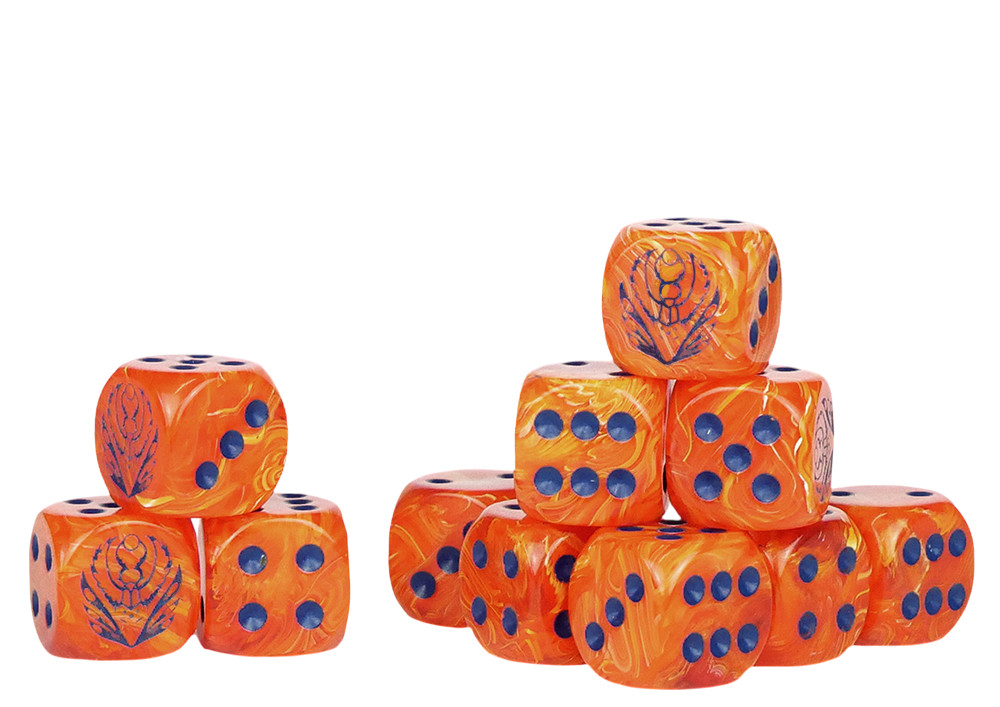 Conquest Weaver Courts Logo on Peach Marbeled Dice dark blue pips Pack of 24 6390₽