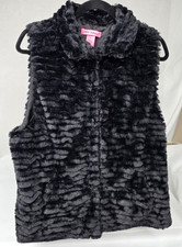 Betsey Johnson Women's Faux Fur Shimmery Black Vest Lined sz XL NWT