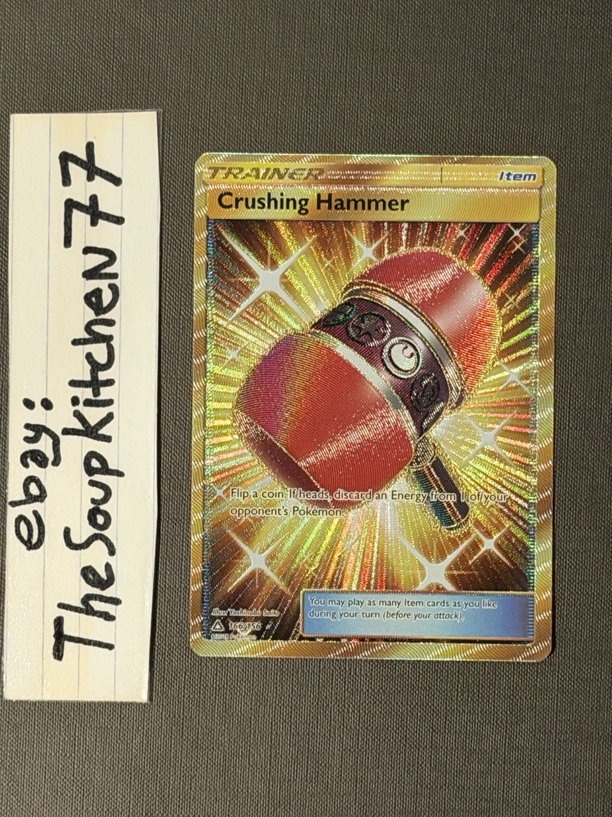 Crushing Hammer Secret Rare 166 156 Ultra Prism Holo pokemon card NM