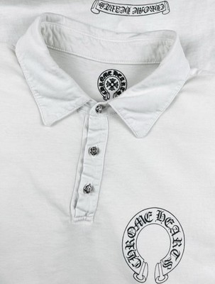 Chrome Hearts Vintage Silver Button Horseshoe Polo Shirt White