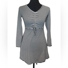 New ~  VELVET TOUCH  ~Stripe Ruched Front Skater Mini Dress Size Small