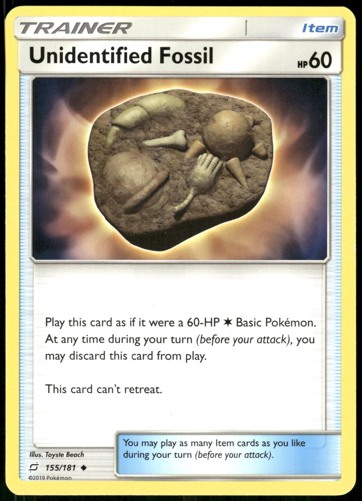 Unidentified Fossil 155/181 Team Up Pokemon Card 2019 Near Mint