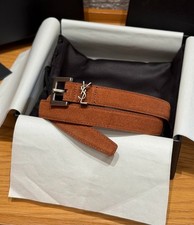 YSL Suede Leather Belt Brown 20mm