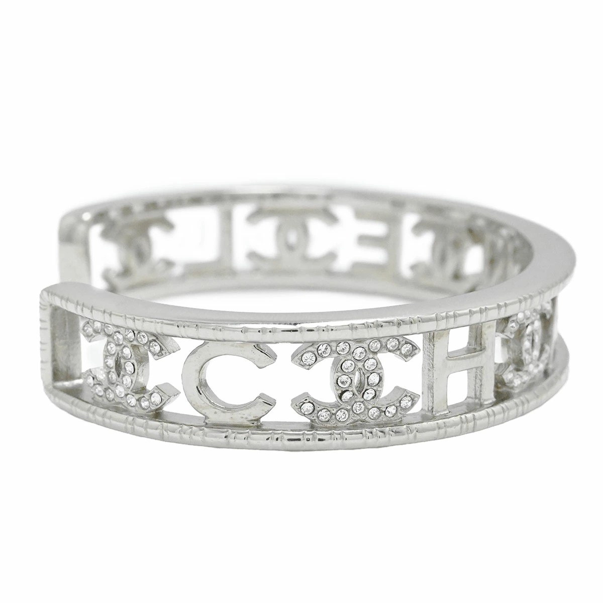 CHANEL CC Logos Rhinestone Bangle Bracelet6.3