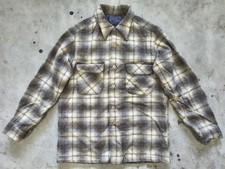 Vintage Pendleton Board Shirt Loop Collar Wool Plaid Flannel USA 70s Sz M SHRUNK