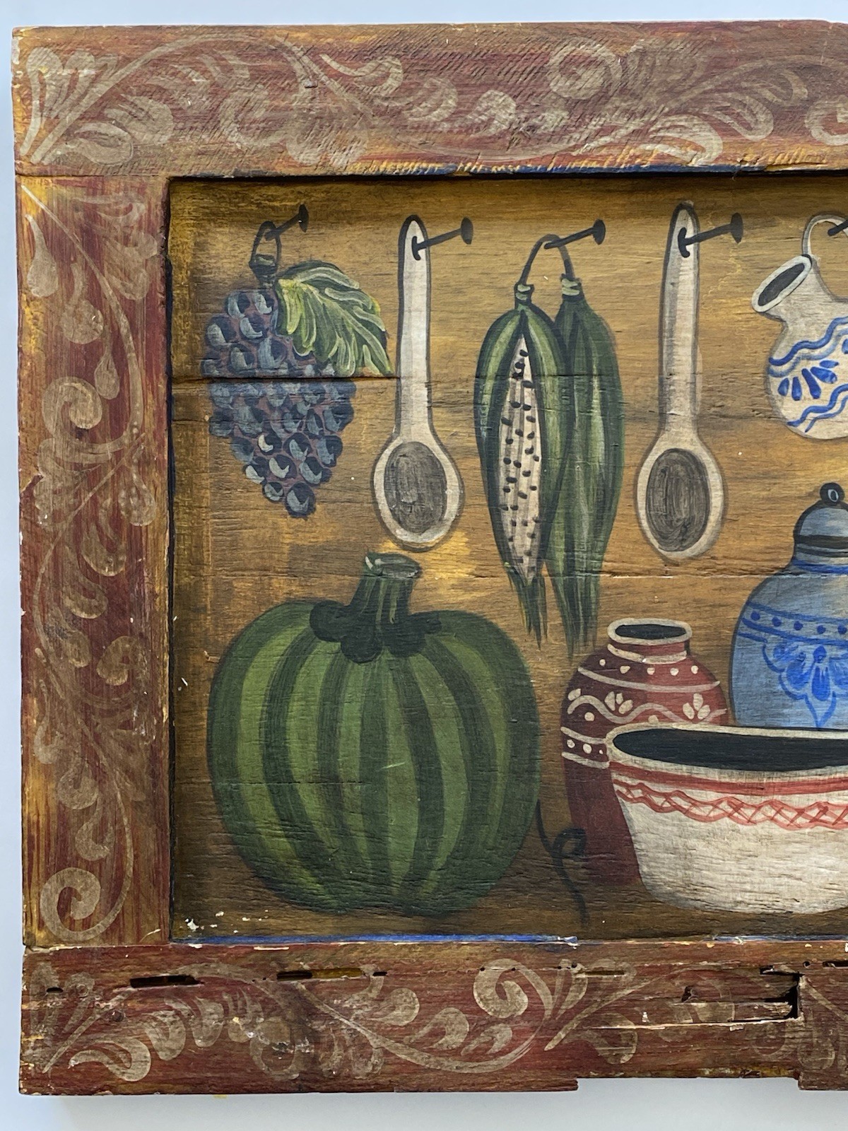Attributed To Ramos Filemon VTG Mexican Folk Pottery Fruit Still Life Painting