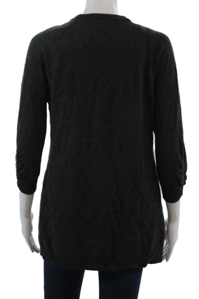 Cárdigan suéter gris Shoshanna para mujer de lana merino manga larga cuello en V talla L Foto 3 de 4