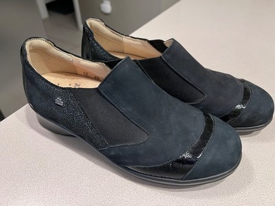FINN COMFORT Women's Black Nubuck Stretch Slip On Shoes Size 6.5 US