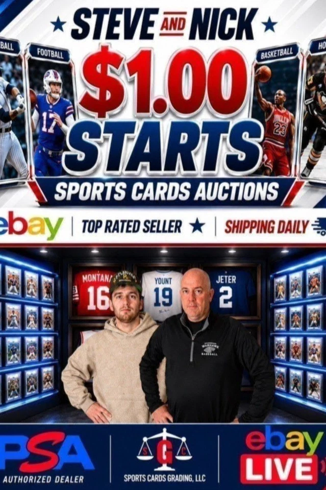 Steve and Nick start 1.00 Auctions for Singles, Lots, PSA Slabs, Packs,