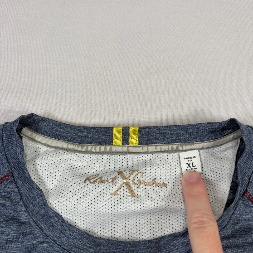 Robert Graham Shirt Mens XL Blue Performance Crew Neck Stretch Casual - Image 2 of 4