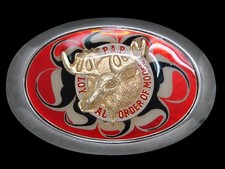 UD17110 VINTAGE 1970s P.A.P. LOYAL ORDER OF MOOSE BELT BUCKLE