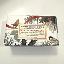 NIP Michel Design Works Shea Butter Soap Winter Woodland Bar Soap 6.7 oz NEW