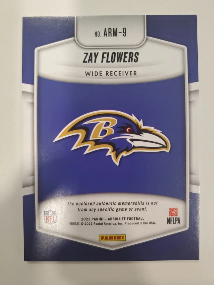 Zay Flowers 2023 Panini Absolute - Jersey Swatch - Image 2 of 4