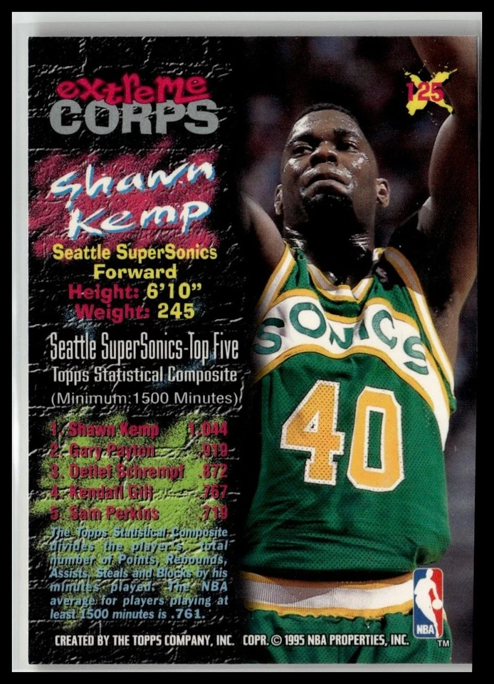 1995-96 Stadium Club #125 Shawn Kemp - Image 2 of 2