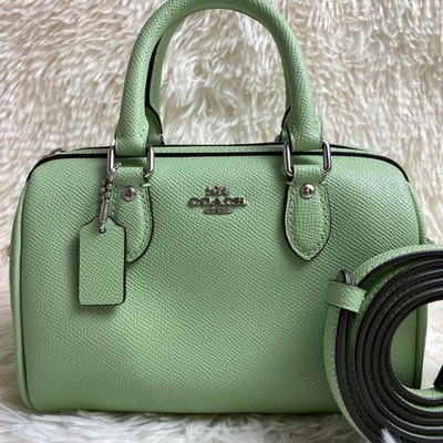 COACH Mini Boston Bag Rowan Green 2Way Excellent Simple Elegant Vivid Womens