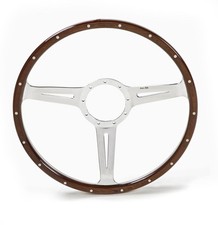 Steering Wheel 16" Dished Wood Rim Polished Spokes Slotted by Moto-Lita Mk3