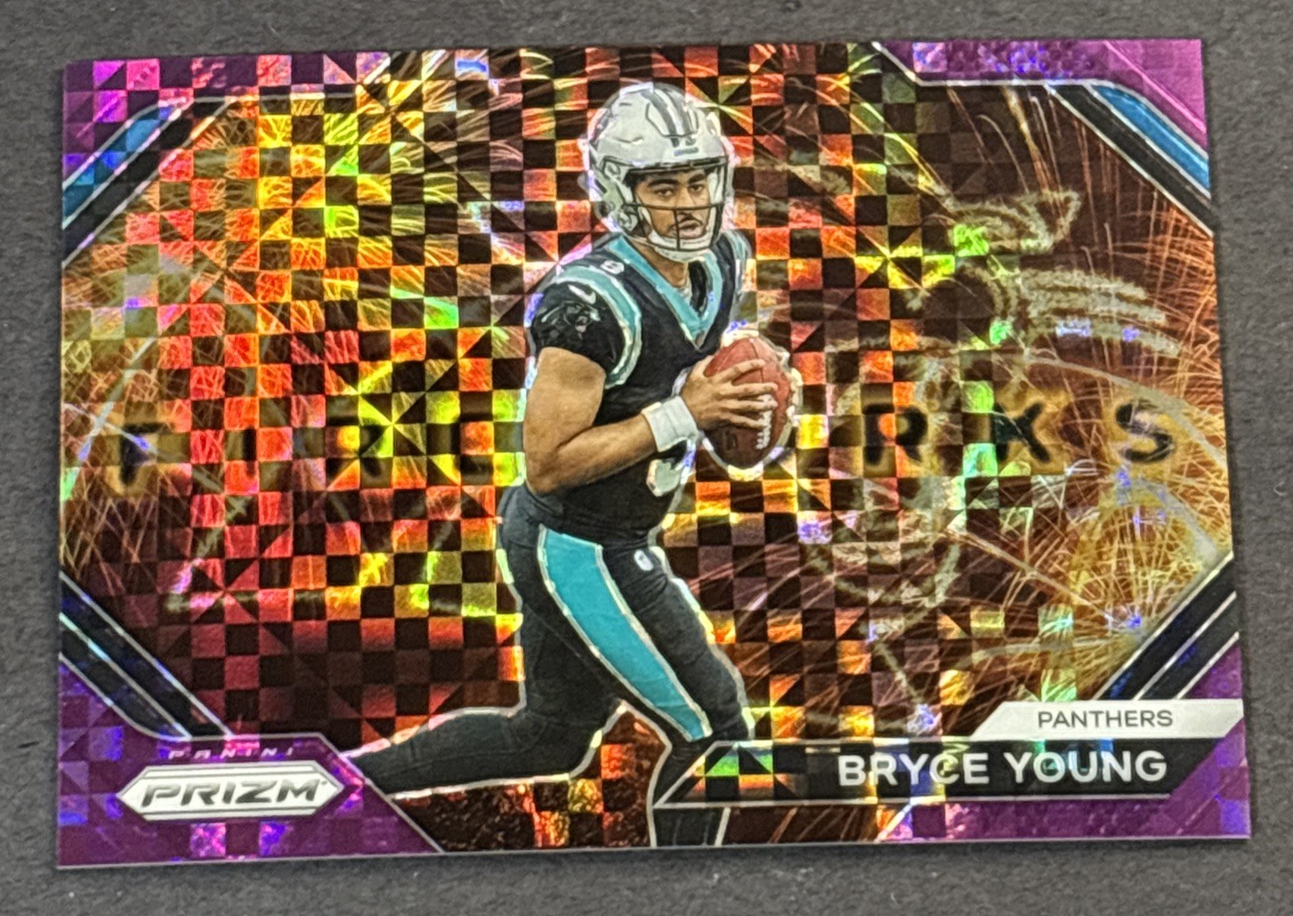 2023 Prizm Football - Bryce Young - Fireworks - Purple Power Prizm RC - SN:32/49