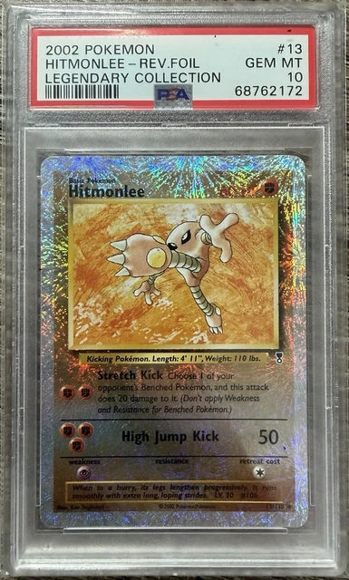2002 POKEMON LEGENDARY COLLECTION #13 HITMONLEE-REVERSE FOIL PSA 10
