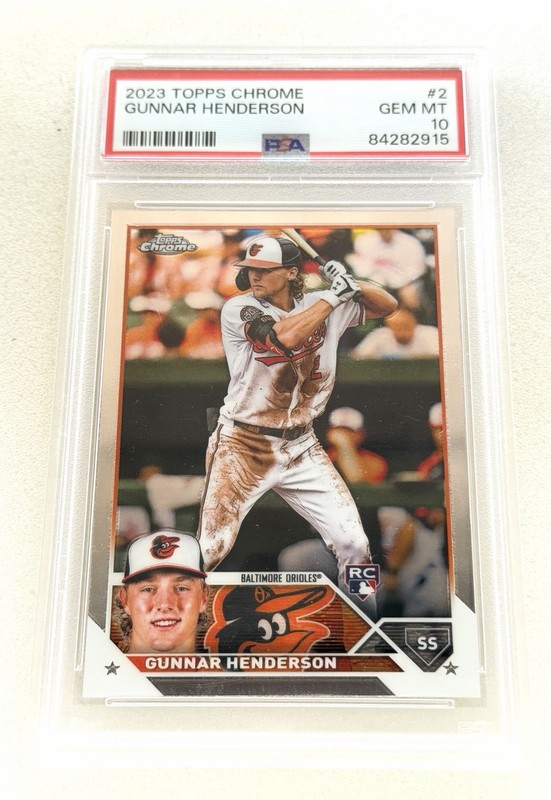 Topps Chrome 2023 Gunnar Henderson Baltimore Orioles #2 Batting RC PSA 10