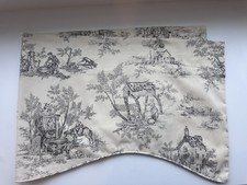 Country Curtains Village Toile Black Cotton Lined Scallop Valance 18x52