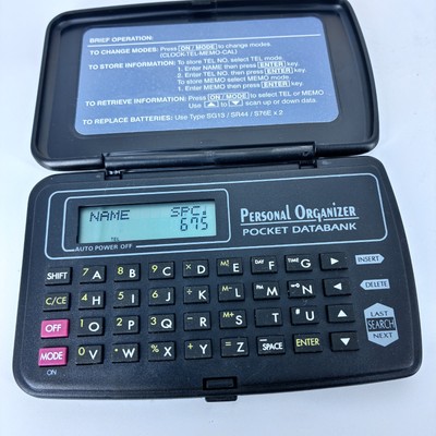 Personal Organizer Pocket Databank (Clock, Phone #, Memo, Calculator) batteries 