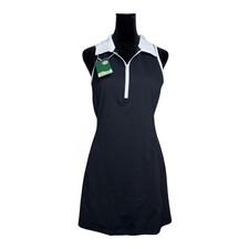 Halara Sleeveless Athletic Dress Size M Tennis Golf Black White Collared 1/4 Zip