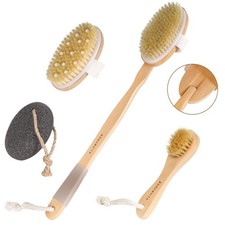 BONUMVITA Dry Brushing Body Brush Set- Wooden Long Handle