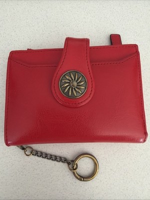 Travelambo Red Wallet with Key Ring, ID Window, Zipper Pocket