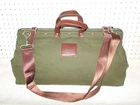 LINE OF TRADE 0312 RUGGED GREEN CANVAS & LEATHER METAL RIM WEEKENDER BAG