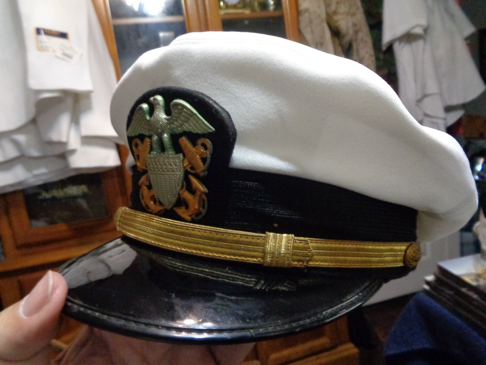 US NAVY MALE LINE OFFICER WHITE COMBINATION COVER BY ZEPHYR WWII eBay