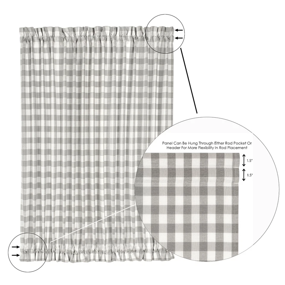 Plaid Country Farmhouse Door Curtain With Tieback - Assorted Colors & Sizes - Image 3 of 4