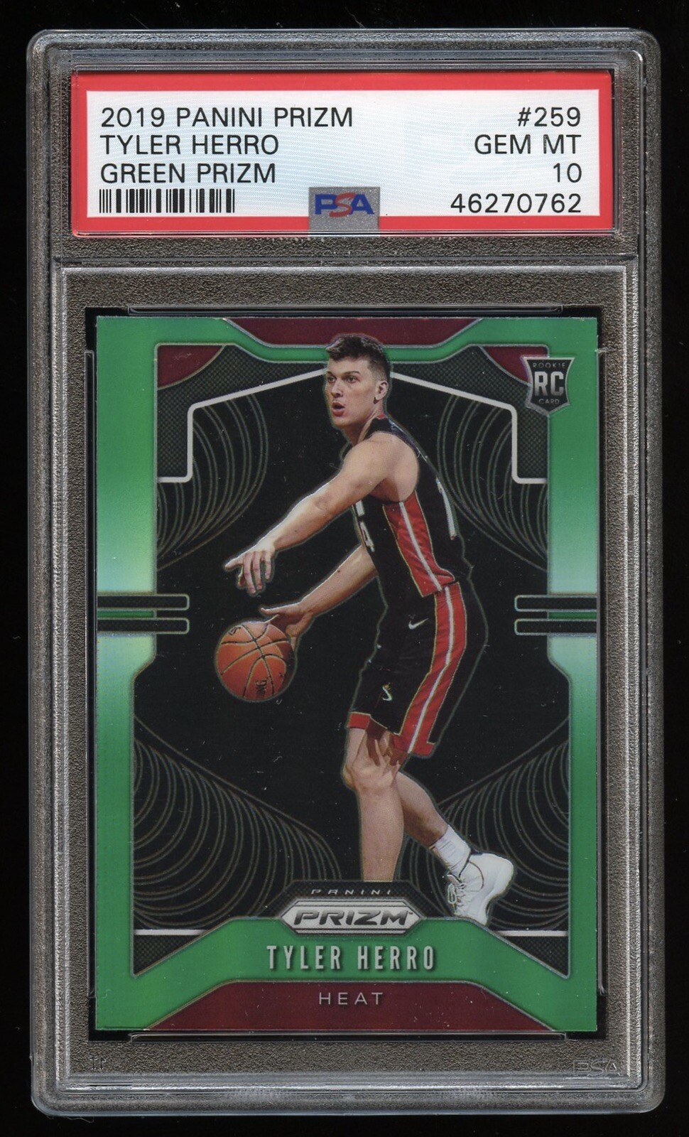 2019-20 Panini Green Prizm #259 Tyler Herro Heat RC Rookie PSA 10 RARE