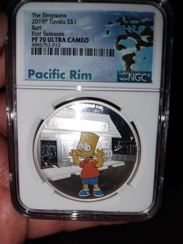 2019-P Tuvalu Bart Simpson 1oz Silver Proof 70 NGC - Picture 2 of 6