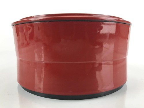 Japanische Harz Lack Replik Deckel Bento Brotdose Vintage Rund Pflaume Rot L224 - Bild 5 von 9