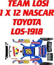 TEAM LOSI 1X12 NASCAR RICKY BOBBY WONDER DECAL WRAP KIT TOYOYA BODY ONLY