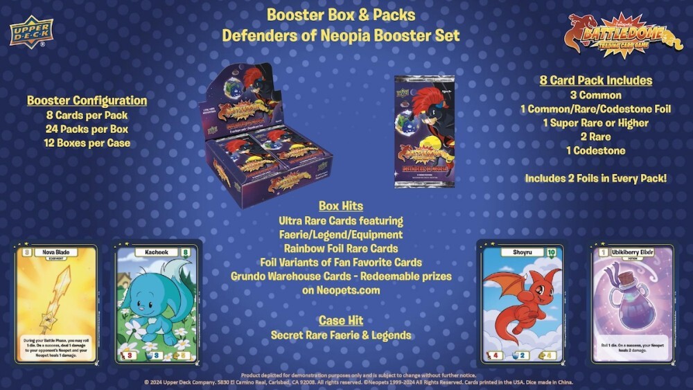 neopets battledome tcg defenders of neopia booster box 2024 Upper Deck Pack paced gameplay by combining strategy Neopets Battledome TCG Defenders of
