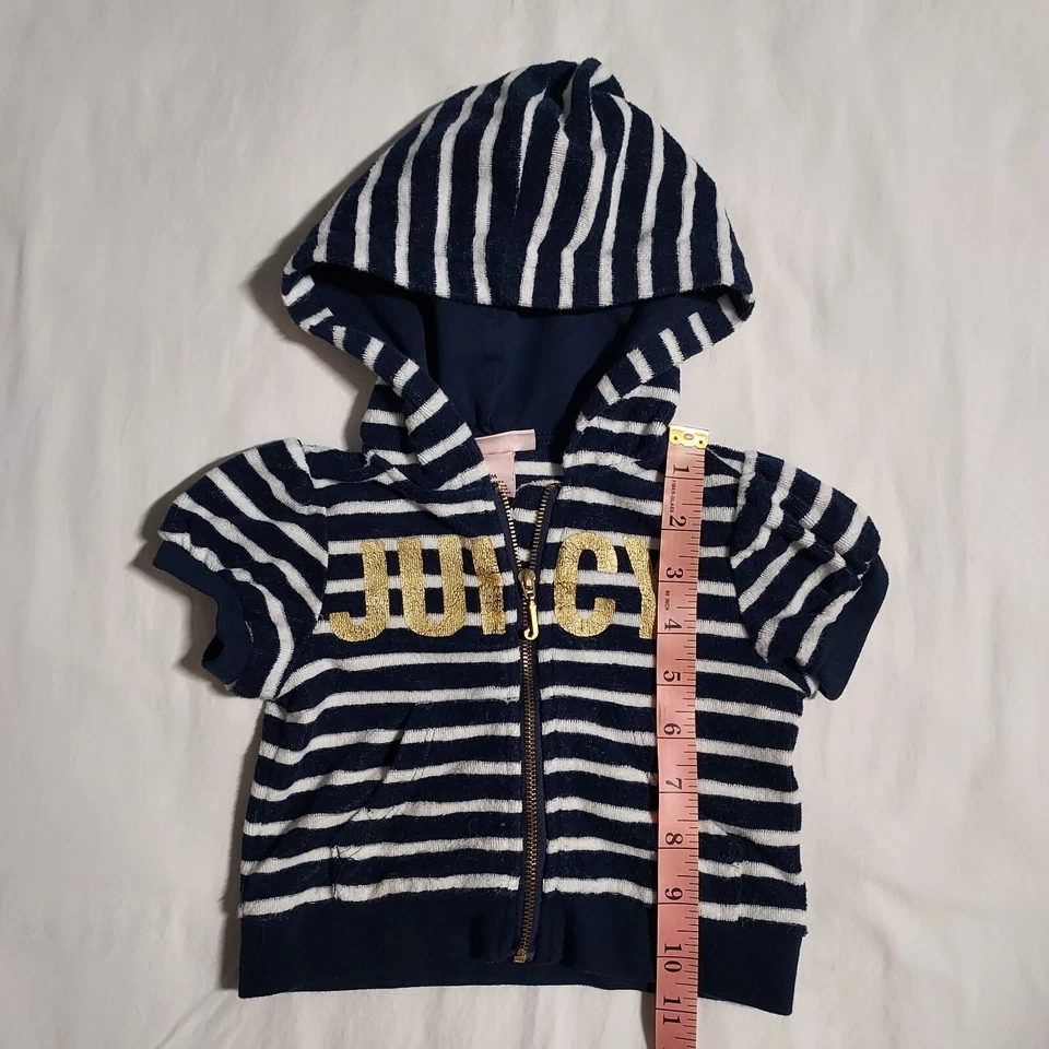 Chaqueta Juicy Couture para niñas talla 18M manga corta cremallera con capucha a rayas Foto 3 de 4