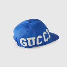 NO CUSTOMS TAX GUCCI 25 blue logo cotton baseball cap Size 58 / Medium NWT