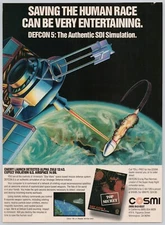 1987 Cosmi Def Con 5 Commodore 64 128 IBM Vintage Print Ad 