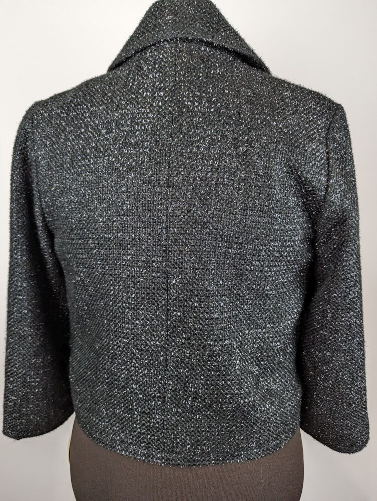 00s OLD NAVY Wool Jacket charcoal 短丈 OLD NAVY - black metallic - short wool blend jacket - sz M - EUC