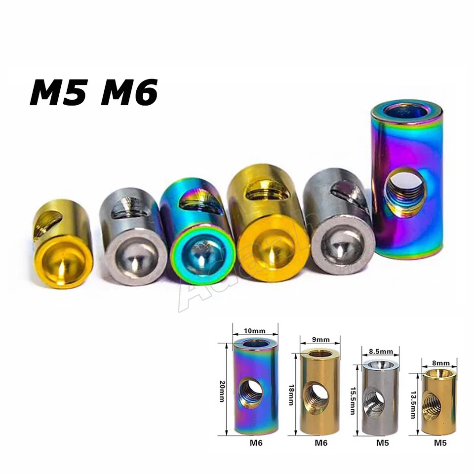 M5 M6 Titanium Barrel Nuts Centre Thread Fixing Cylinder Nut for Motorcycle Bike - Image 2 of 4