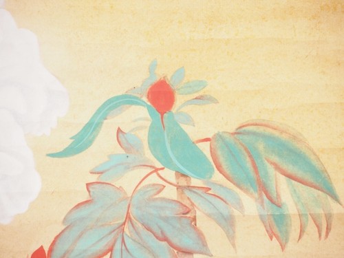 HANGER SCROLL JAPANESE PAINTING FROM JAPAN RED PEONY PICTURE OLD f865 - Picture 7 of 10