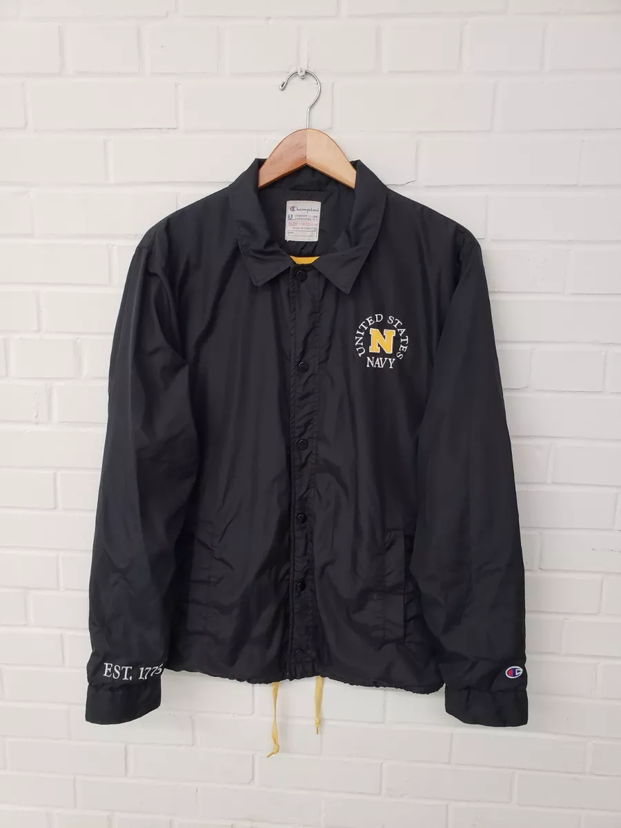 Vintage Champion US Navy Snap Button Jacket Lined Yellow Men's Size Medium