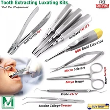 Dental Luxating Elevators Forceps Probes Luxation Root Extracting Extraction Kit
