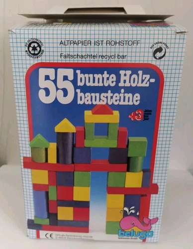 55 bunte Holzbausteine, Bauklötze, beluga, NEU