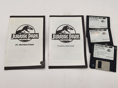 Packard Bell 1993 JURASSIC PARK MS-DOS Game - Version 1.32P Disk 1-3 and Manuals