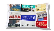 Personalized Pillowcase featuring the name WILLIAM in photos of actual signs