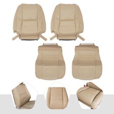 For 2000-2004 Toyota Tundra Sequoia Driver Passenger Leather Seat Cover Tan/Grey