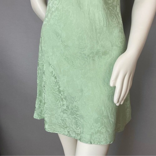 Vintage Silk Nightgown Sleepwear Slip Dress Size 6 Medium Women Green Floral - Picture 5 of 9