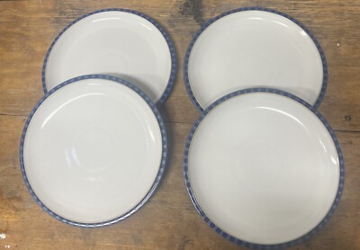 4 Denby Reflex White Blue Check Salad  Lunch Plate 9  Made in England